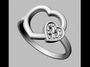 Anillo de diamantes con forma de coraz&oacute;n Modelo de impresión 3D