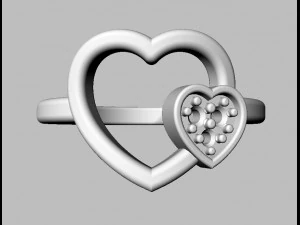 Anillo de diamantes con forma de coraz&oacute;n Modelo de impresión 3D