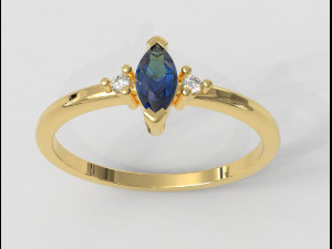 Marquise Gemstone Ring 3D Print Model