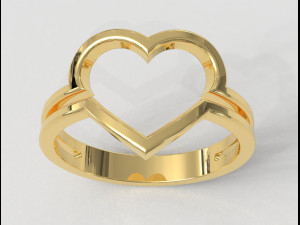 Minimalist Heart Ring 3D Print Model