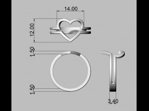 Minimalist Heart Ring 3D Принт Модель