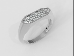 Hexagonal Pave - Signet Ring 3D Print Model