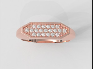 Hexagonal Pave - Signet Ring 3D Print Model
