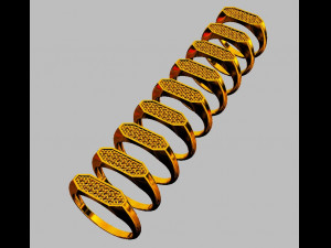 Hexagonal Pave - Signet Ring 3D Print Model