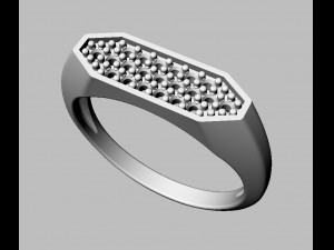 Hexagonal Pave - Signet Ring 3D Print Model