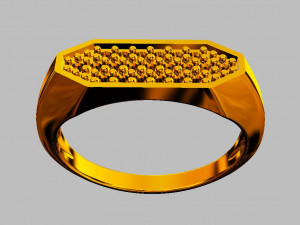 Hexagonal Pave - Signet Ring 3D Print Model