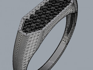 Hexagonal Pave - Signet Ring 3D Print Model