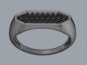 Hexagonal Pave - Signet Ring 3D Print Model