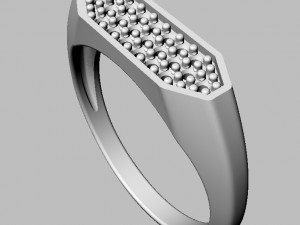 Hexagonal Pave - Signet Ring 3D Print Model