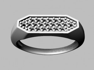 Hexagonal Pave - Signet Ring 3D Print Model