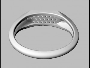 Hexagonal Pave - Signet Ring 3D Print Model