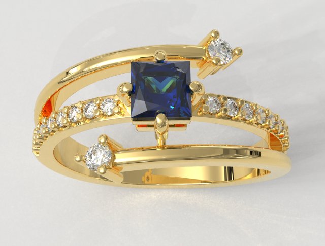 Princess Gemstone Ring Modèles 3D en vedette .c4d .max .obj .3ds .fbx .stl .blend 