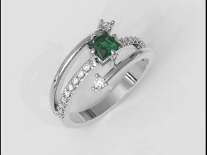 Princess Gemstone Ring 3D Print Model