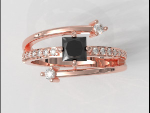 Princess Gemstone Ring Modèles 3D en vedette