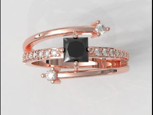 Princess Gemstone Ring 3D Print Model