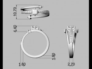 Princess Gemstone Ring 3D Print Model