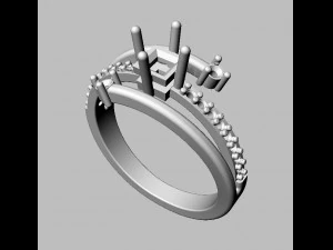 Princess Gemstone Ring 3D Print Model