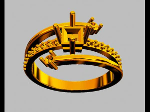 Princess Gemstone Ring 3D Print Model