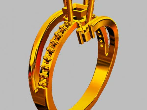 Princess Gemstone Ring 3D Print Model
