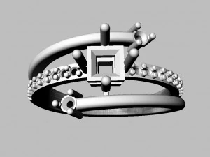 Princess Gemstone Ring 3D Print Model