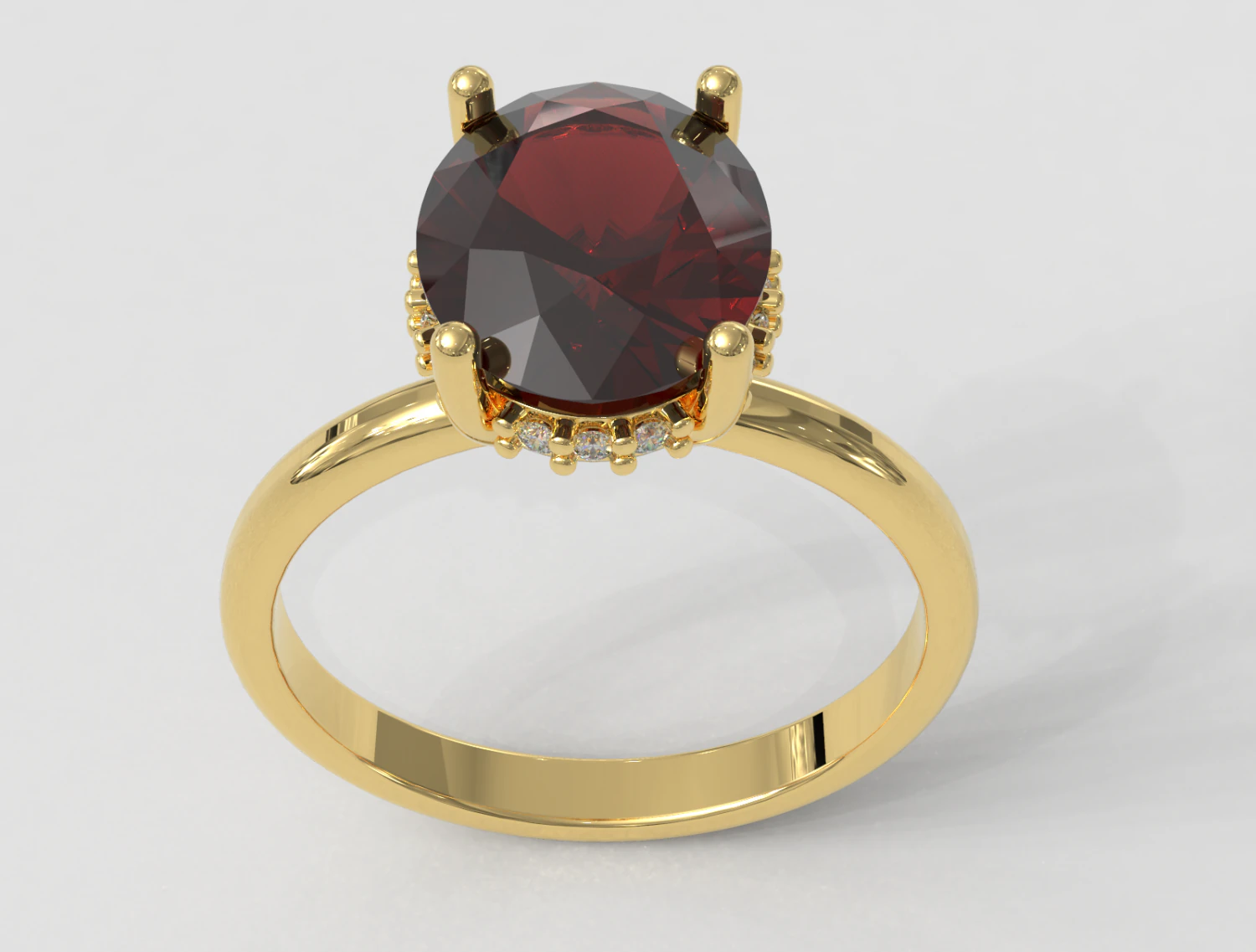 Classic Oval Gemstone Ring 3D Print Model .c4d .max .obj .3ds .fbx .stl .blend 
