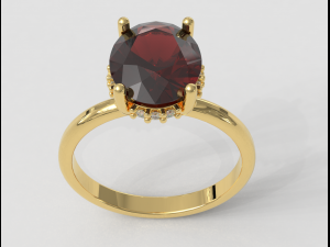 Classic Oval Gemstone Ring 3D Print Model