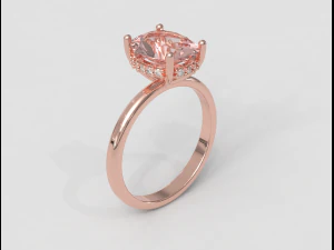 Classic Oval Gemstone Ring 3D Print Model