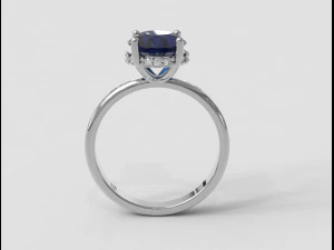 Classic Oval Gemstone Ring 3D Print Model
