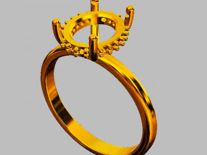Classic Oval Gemstone Ring 3D Print Model