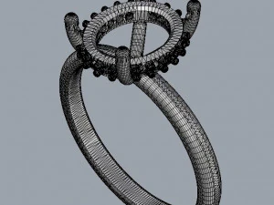 Classic Oval Gemstone Ring 3D Print Model