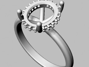 Classic Oval Gemstone Ring 3D Print Model