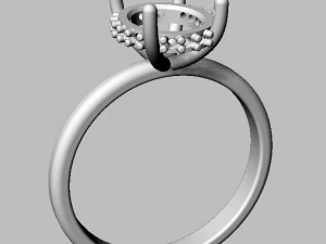 Classic Oval Gemstone Ring 3D Print Model