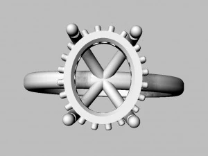 Classic Oval Gemstone Ring 3D Print Model