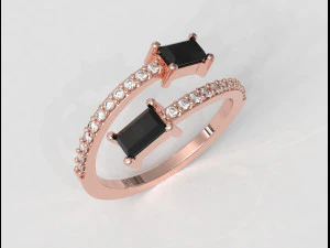 Baguete Gemstone Ring 3D Print Model