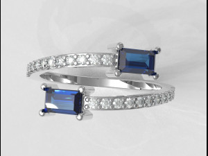 Baguete Gemstone Ring Modelo de Impressão 3D