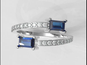 Baguete Gemstone Ring 3D Print Model