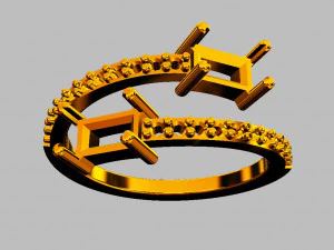 Baguete Gemstone Ring 3D Print Model