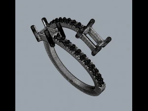 Baguete Gemstone Ring 3D Print Model