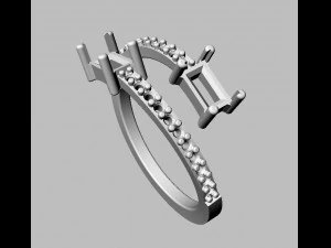 Baguete Gemstone Ring 3D Print Model