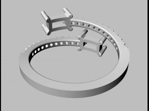 Baguete Gemstone Ring 3D Print Model