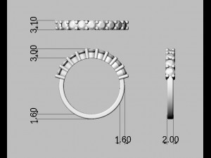 3mm Half Wedding Band Modèles 3D en vedette
