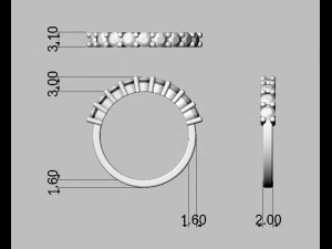 3mm Half Wedding Band 3D Print Model