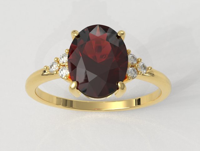 Oval Gemstone Classic Ring 3D 프린트 모델 .c4d .max .obj .3ds .fbx .stl .blend 