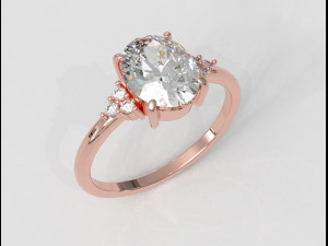 Oval Gemstone Classic Ring 3D 프린트 모델
