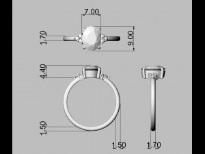 Oval Gemstone Classic Ring 3D 프린트 모델
