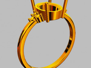 Oval Gemstone Classic Ring 3D 프린트 모델