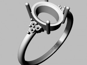 Oval Gemstone Classic Ring 3D 프린트 모델