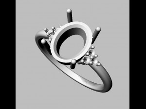 Oval Gemstone Classic Ring 3D 프린트 모델