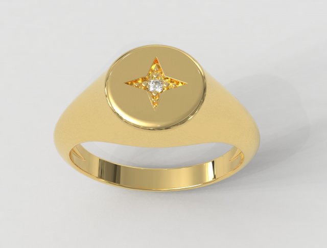 Star Signet Ring 3D Принт Модель .c4d .max .obj .3ds .fbx .stl .blend 