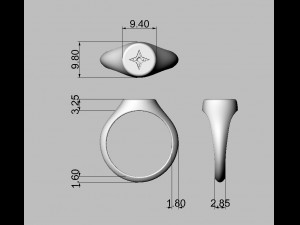 Star Signet Ring 3D Принт Модель